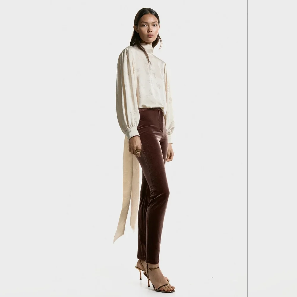 H&M Satin Jaquard Tie Neck Blouse - Picture 4 of 16